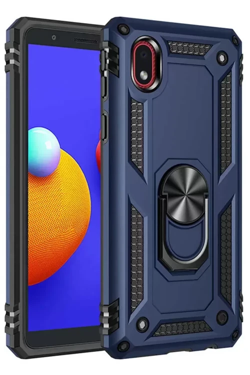 Galaxy A01 Core Kılıf Sofya Yüzüklü Silikon Kapak - Lacivert