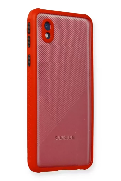 Galaxy A01 Core Kılıf Miami Şeffaf Silikon - Kırmızı