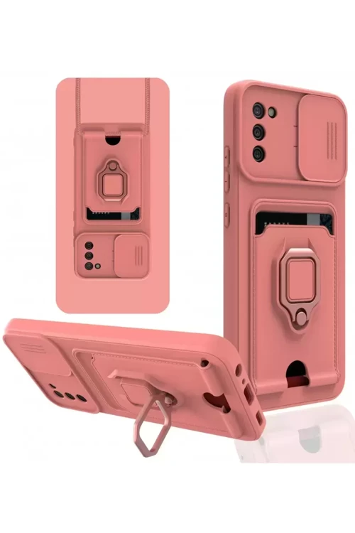 Galaxy A03S Kılıf Zuma Kartvizitli Yüzüklü Silikon - Pembe