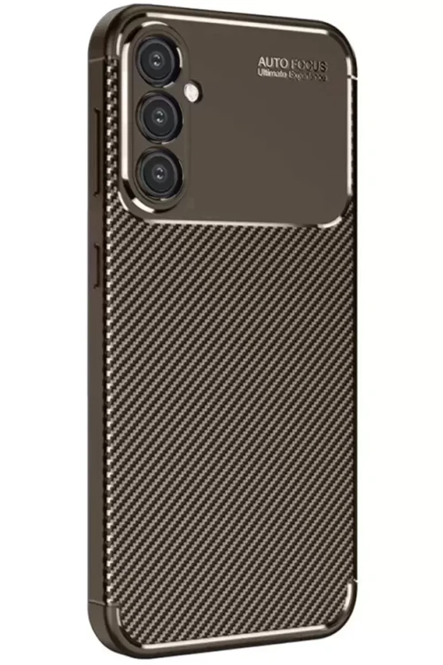 Galaxy A26 Kılıf Auto Focus Karbon Kapak - Kahverengi