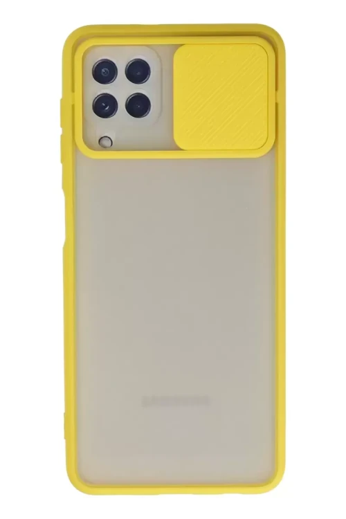 Galaxy A22 Kılıf Palm Buzlu Kamera Sürgülü Silikon - Sarı