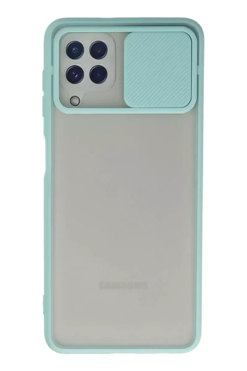 Galaxy A22 Kılıf Palm Buzlu Kamera Sürgülü Silikon - Turkuaz