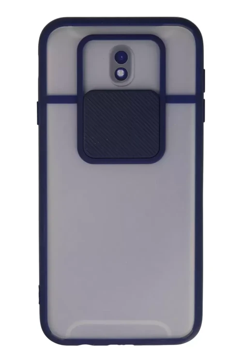 Galaxy J7 / J730 Kılıf Palm Buzlu Kamera Sürgülü Silikon - Lacivert
