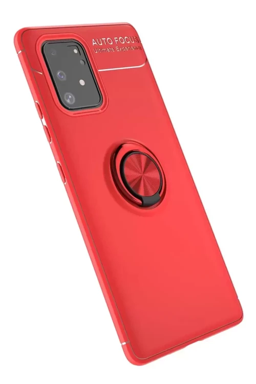 Galaxy A91 / S10 Lite Kılıf Range Yüzüklü Silikon - Kırmızı