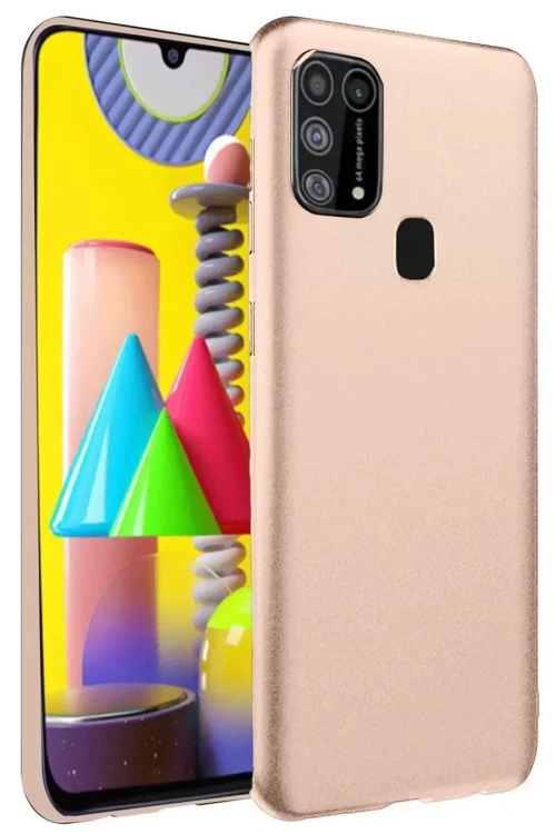 Galaxy M31 Kılıf Nano İçi Kadife Silikon - Pudra