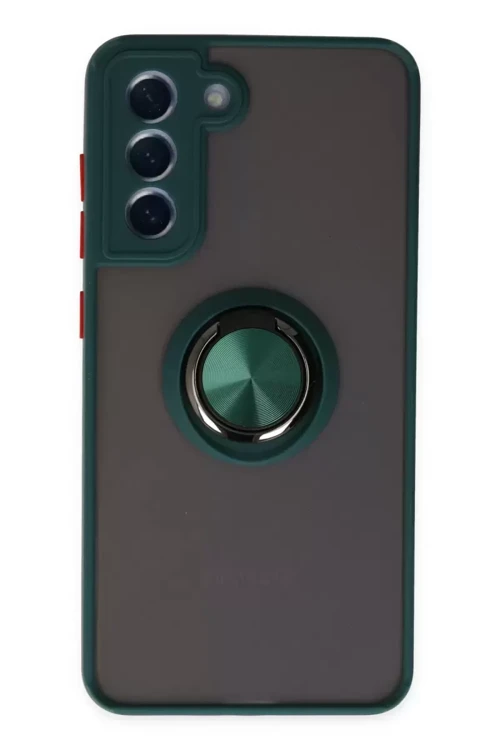 Galaxy S21 Fe Kılıf Montreal Yüzüklü Silikon Kapak - Yeşil