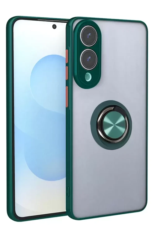 Galaxy S25 Edge Kılıf Montreal Yüzüklü Silikon Kapak - Yeşil