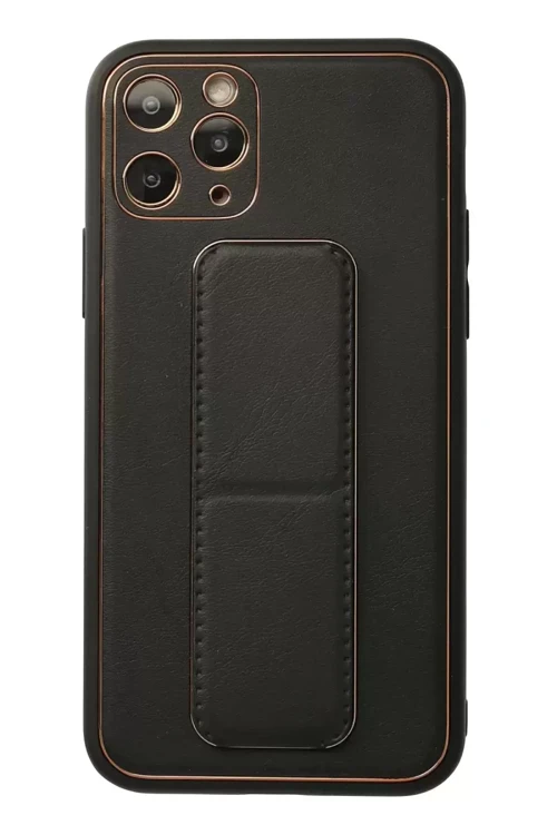 İphone 11 Kılıf Coco Deri Standlı Kapak - Siyah