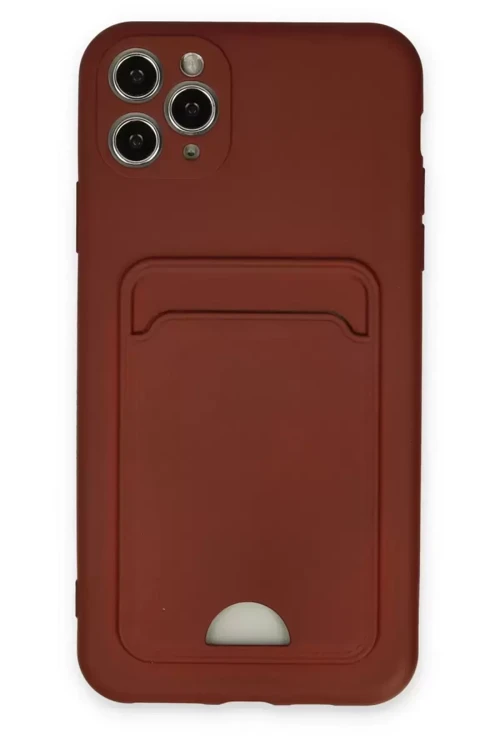 İphone 11 Kılıf Kelvin Kartvizitli Silikon - Bordo