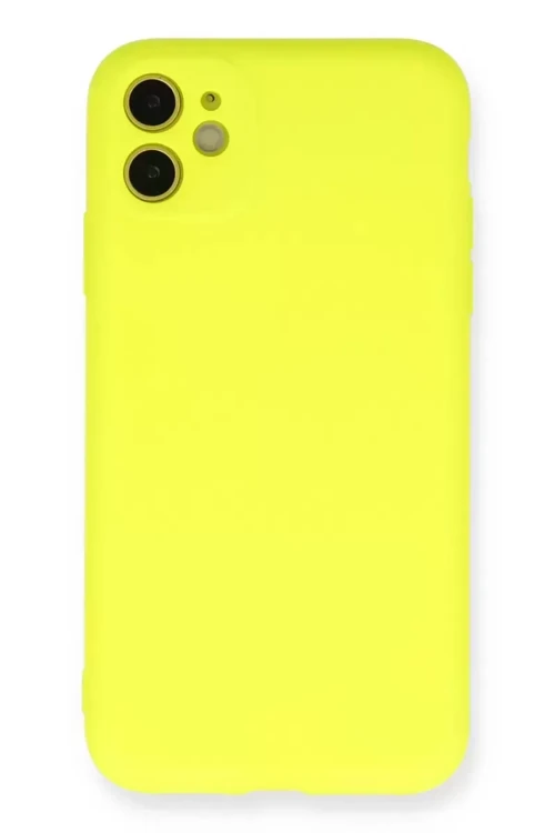 İphone 11 Kılıf Nano İçi Kadife Silikon - Sarı