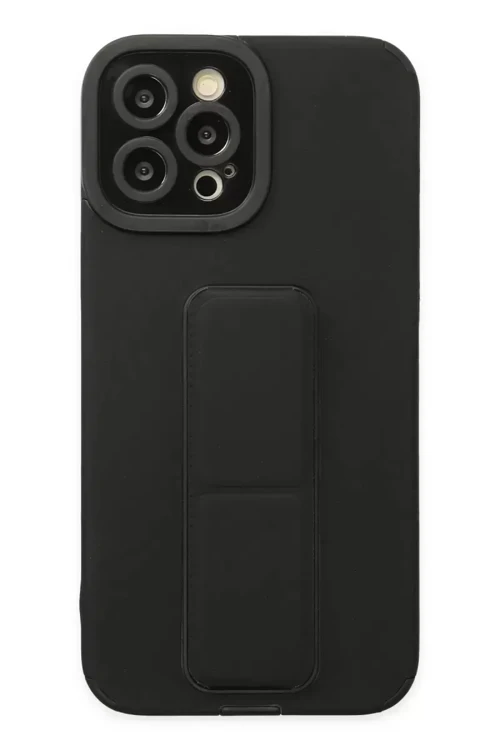 İphone 12 Kılıf Mega Standlı Silikon - Siyah