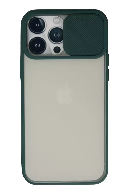 İphone 13 Kılıf Palm Buzlu Kamera Sürgülü Silikon - Yeşil