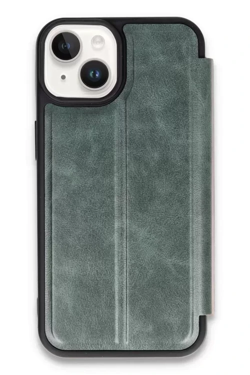 İphone 14 Kılıf Flip Cover - Koyu Yeşil