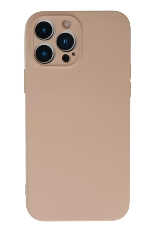 İphone 13 Kılıf Nano İçi Kadife Silikon - Pudra