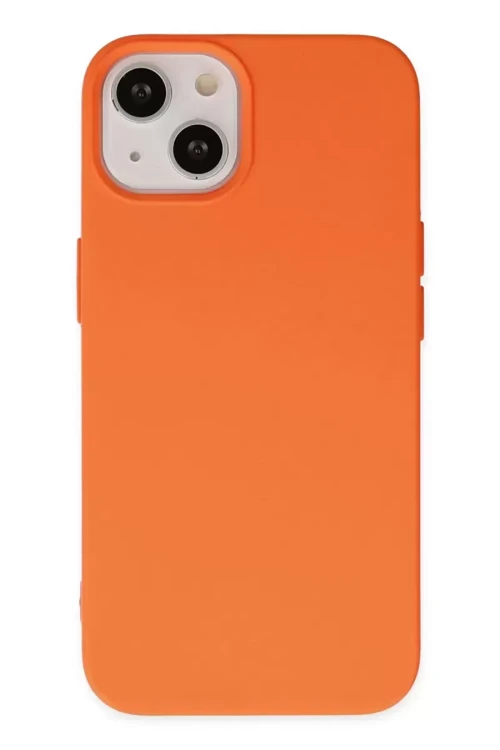 İphone 14 Kılıf Nano İçi Kadife Silikon - Turuncu