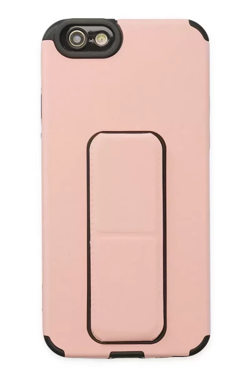 İphone 6 Kılıf Mega Standlı Silikon - Pudra