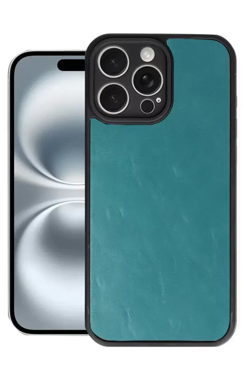 İphone 16 Kılıf Aras Deri Kapak - Yeşil