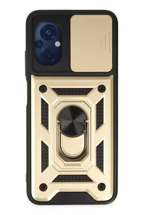 Poco M5 Kılıf Pars Lens Yüzüklü Silikon - Gold