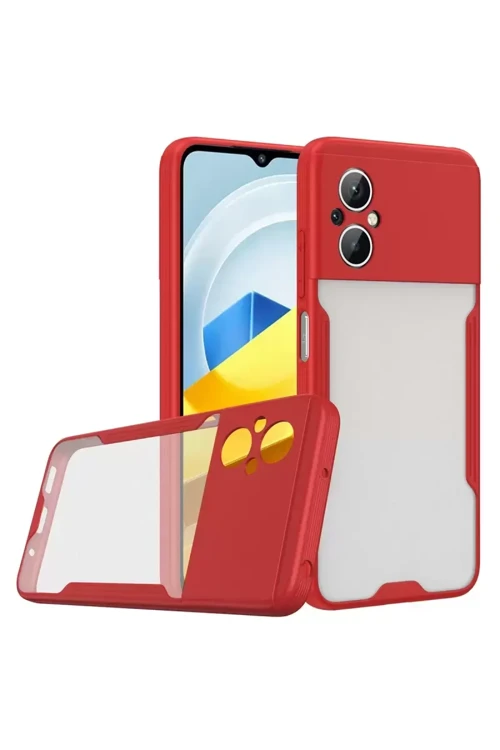 Poco M5 Kılıf Platin Silikon - Kırmızı