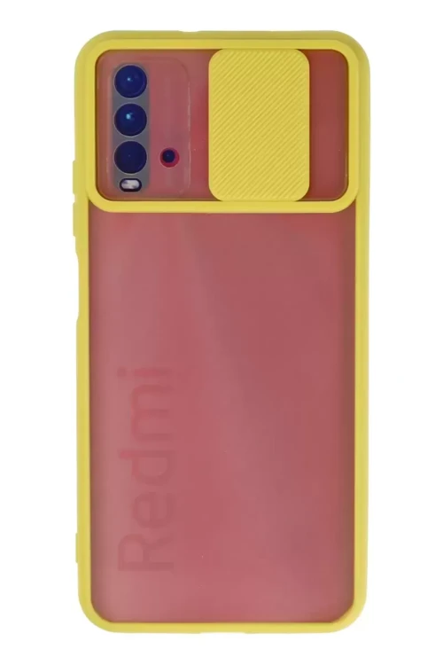 Redmi 9T Kılıf Palm Buzlu Kamera Sürgülü Silikon - Sarı