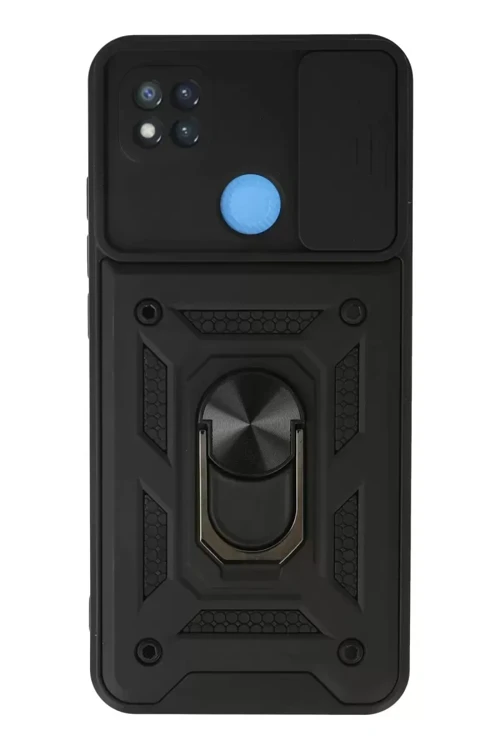 Redmi 9C Kılıf Pars Lens Yüzüklü Silikon - Siyah