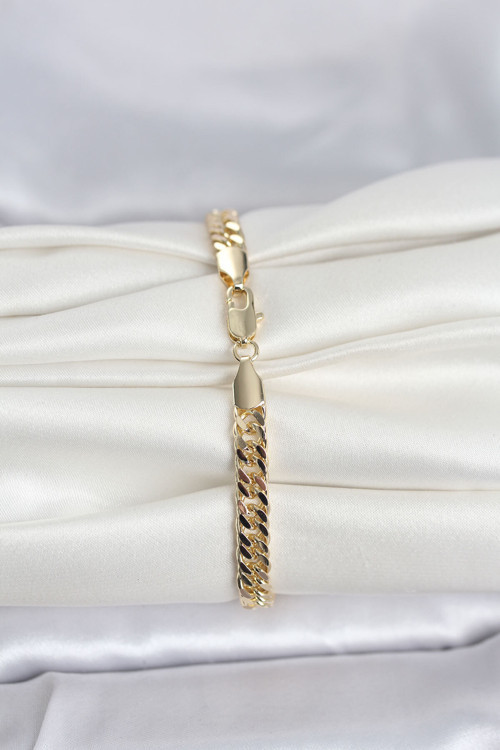 CM 14K Gold Renk Kalın Zincir Model Kadın Bileklik