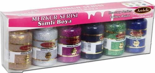 Simli Boya Merkür Serisi 50 ml 6'lı Set