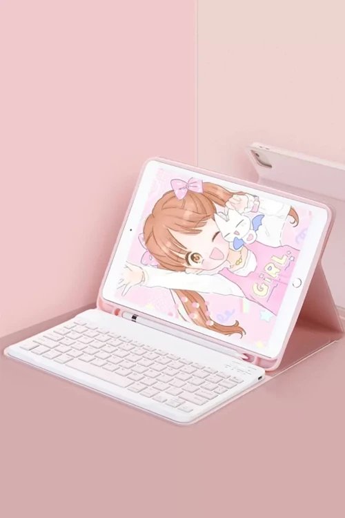 İpad 11 (2024) Kılıf Kc01 Klavyeli Tablet Kılıfı - Pembe