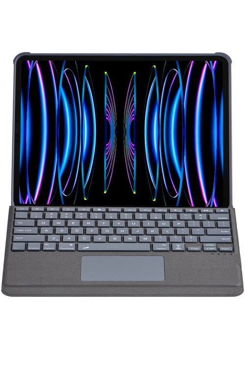 T5509D Ipad 12.9 (2022) Kılıf Palermo Ledli Klavyeli Standlı Tablet Kılıfı - Siyah