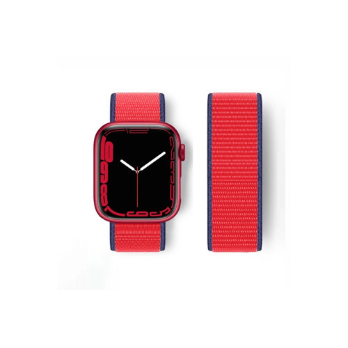 Watch 38Mm Hasırlı Cırtcırtlı Kordon - Lacivert-Kırmızı