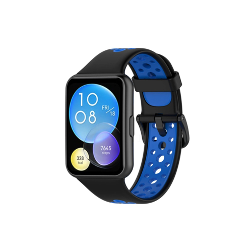 Watch 2 Spor Delikli Kordon - Siyah-Mavi