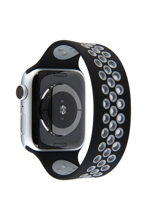 Watch 42Mm Ayarlı Delikli Silikon Kordon - Siyah-Gri