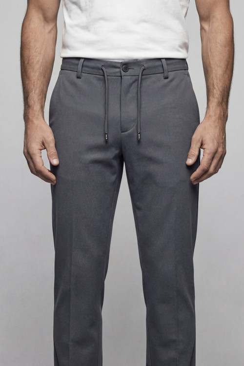 Gri Cepli Fermuarlı Jogger Lastikli Spor Pantolon