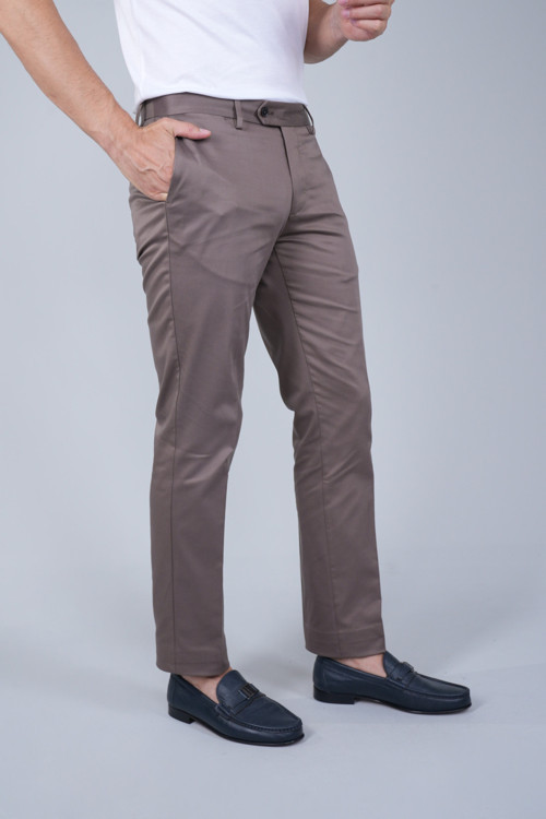 Bej Pamuk Polyester Doğal Pilesiz Spor Pantolon