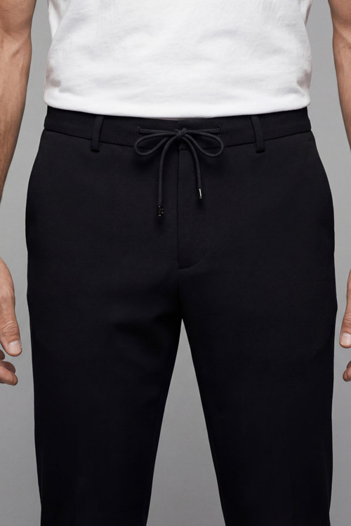 Siyah Cepli Fermuarlı Jogger Lastikli Spor Pantolon