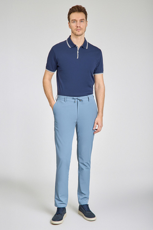 Mavi Cepli Bağcıklı Jogger Spor Pantolon