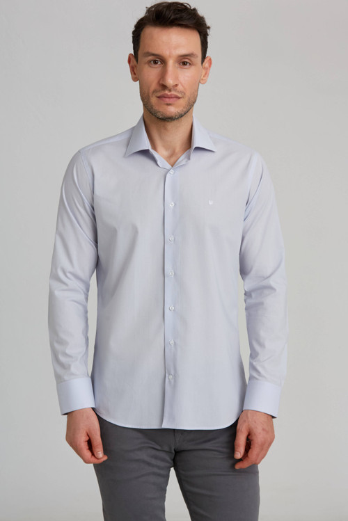 Gri Regular Fit Pamuk Klasik Basic Gömlek