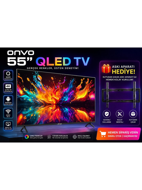 55" QLED 4K Ultra Hd Google Smart Tv | Dahili Uydu Alıcılı | Askı Aparatı Hediyeli