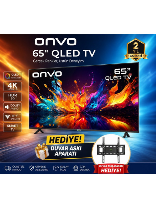 65” QLED 4K Ultra Hd Google Smart Tv | HDR10 | Dolby Audio | Wi-Fi | Duvar Askı Aparatı Hediyeli