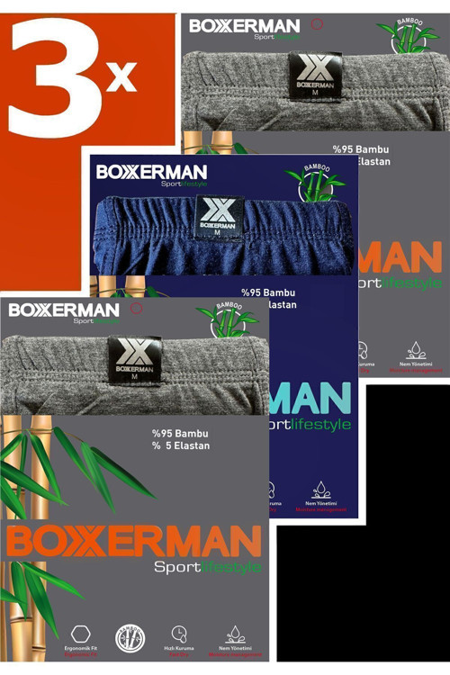 Tatkan - 3'Lü - Erkek Bambu Sport Boxershort