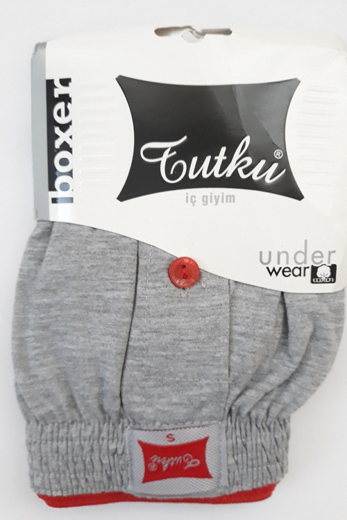 Erkek Penye Düğmeli Boxer Gri Renk 5'Li Paket %100 Pamuk