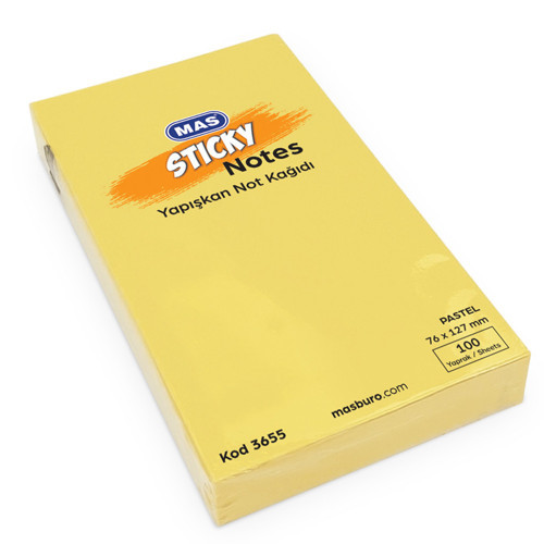 Yapışkanlı Not Kağıdı 100 Syf 76x127 Pastel Sarı 3655