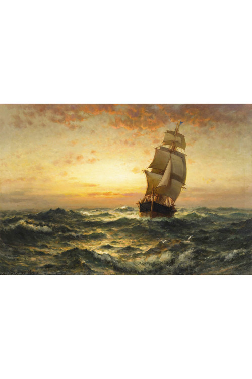 TUVALCİM Art-Edward Moran-1 Yelkenli Gemi Klasik Kanvas Tablo