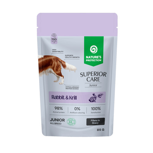 Nature’s Protection Superior Care Tavşanlı & Krilli Sos İçinde Yavru Köpek Yaş Maması 85g