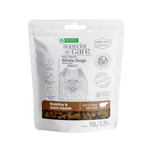 Nature’s Protection Superior Care Beyaz Tüylü Köpekler İçin Kuzulu Hareket & Eklem Sağlığı Destekli Köpek Ödülü 150g