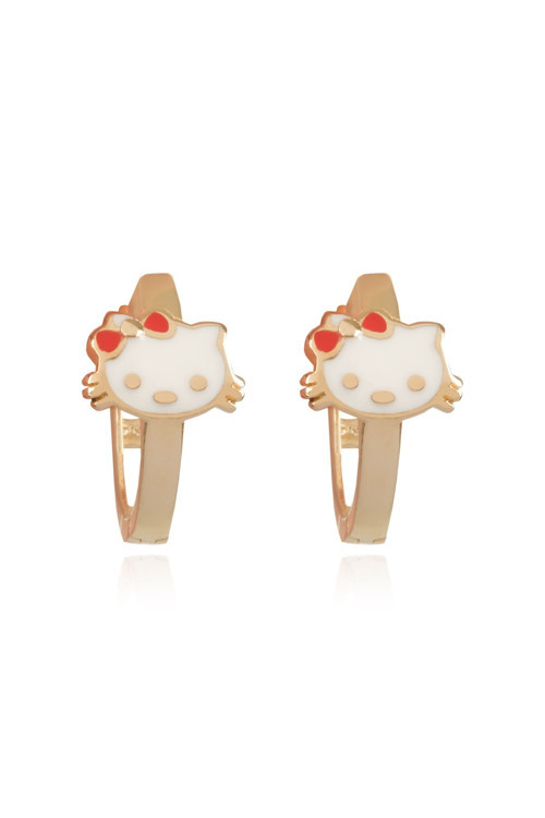 14 Ayar Altın Hello Kitty Figürlü Çocuk Küpe