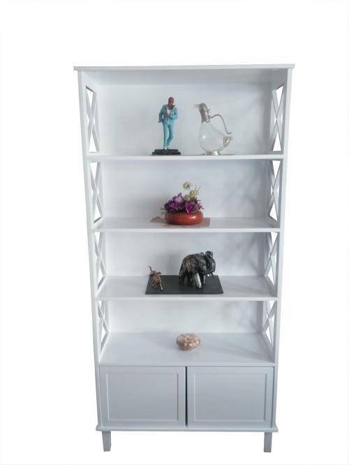 Kitaplık 13845 ÇAPRAZ Yan Model Kayın MDF Alt Kapak raf Parlak Beyaz Lake El Yapı