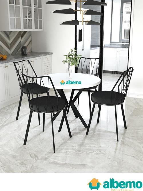 Yıldız Yuvarlak Mutfak Salon Cafe Restoran Masa Sandalye Takımı 4+1