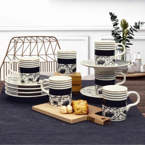 Camelia 12 Parça 6 Kişilik Bone Türk Kahvesi Fincan Takımı