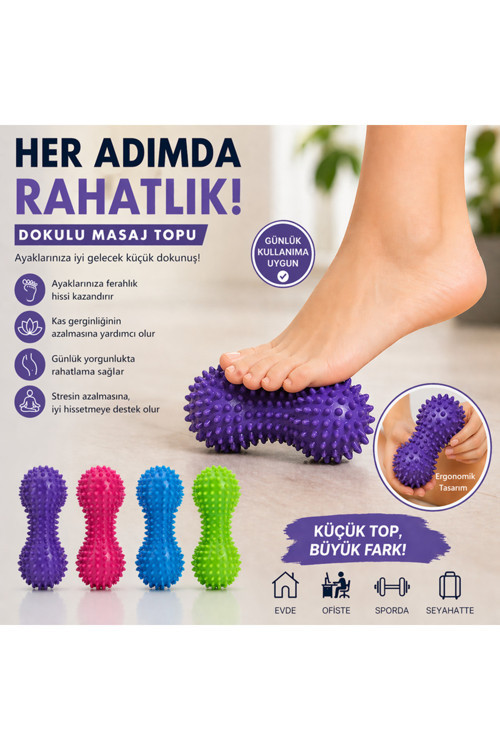 Dikenli Fıstık Masaj Topu – El, Ayak Ve Vücut Masaj Rulosu | Kas Rahatlatıcırefleksoloji Topu